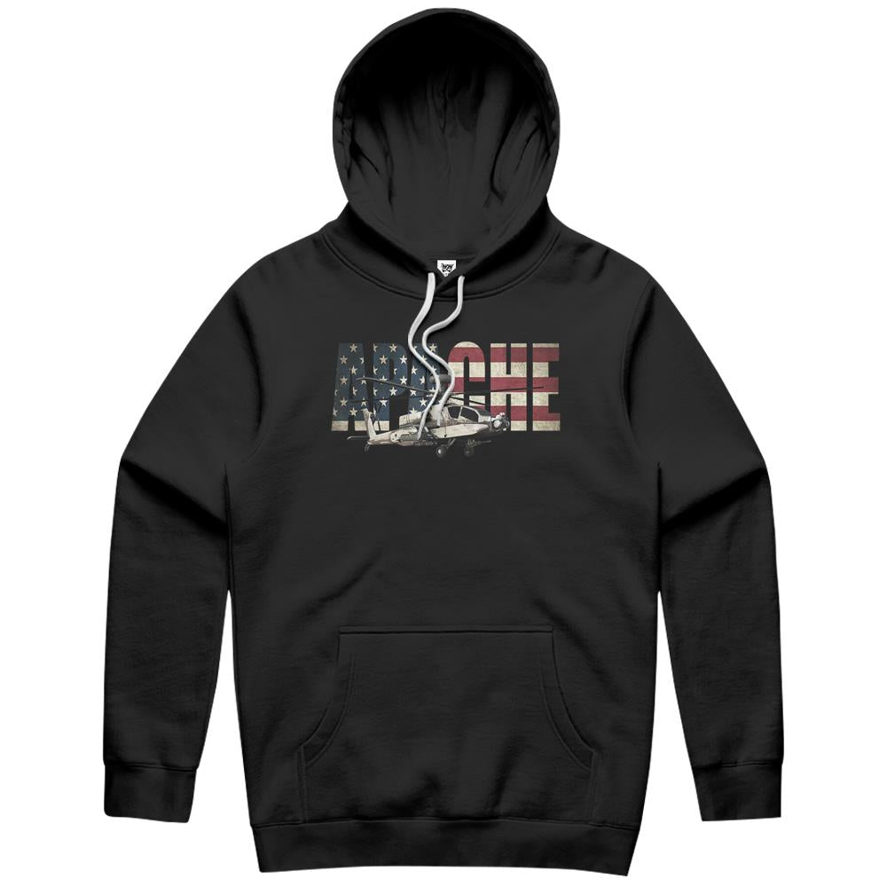 Ah-64 Ah64 Apache Helicopter Us American Flag Hoodie