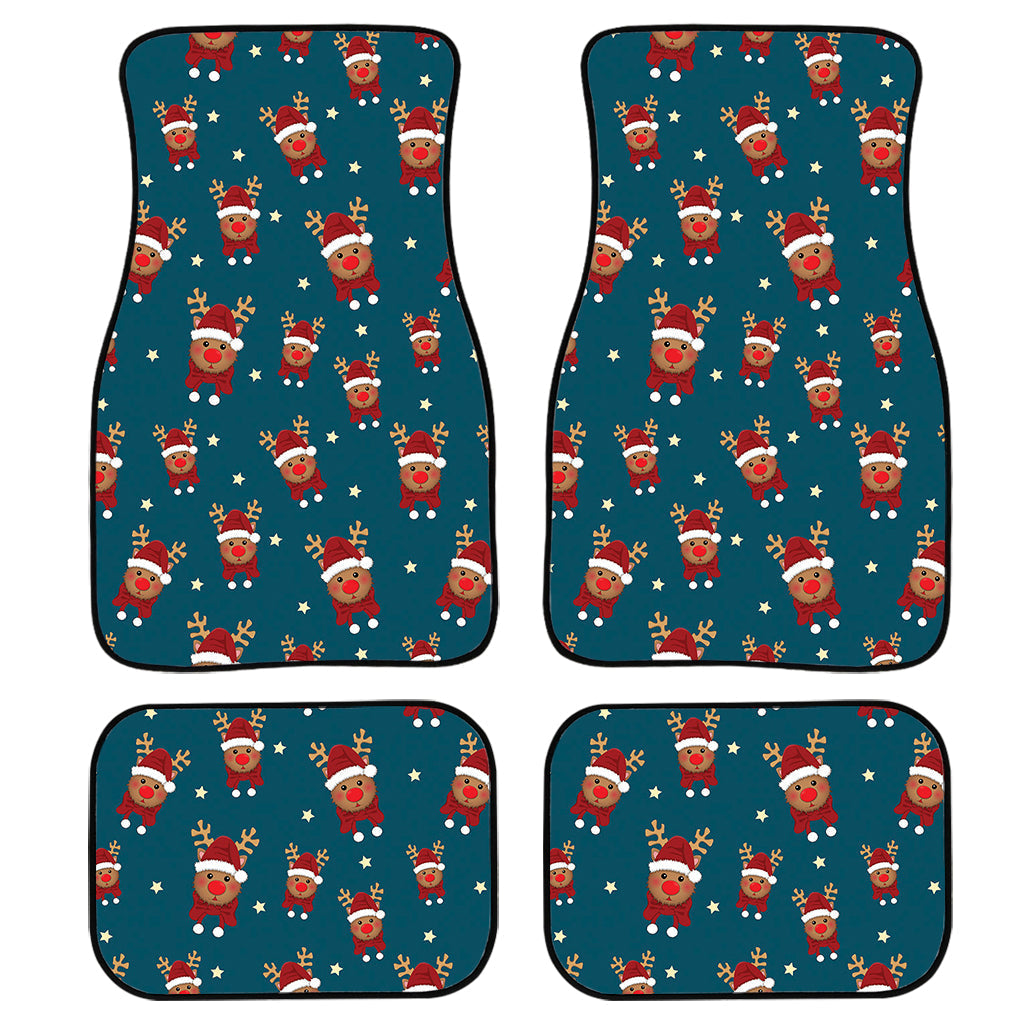 Christmas Santa Reindeer Pattern Print Front And Back Car Floor Mats, Front Car Mat