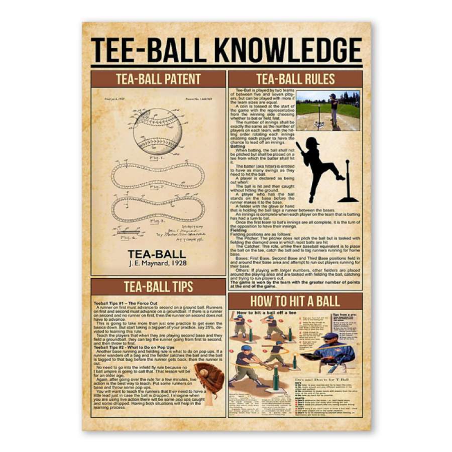 Tee Ball Knowledge Unique Custom Design Canvas Present For Sport Lovers