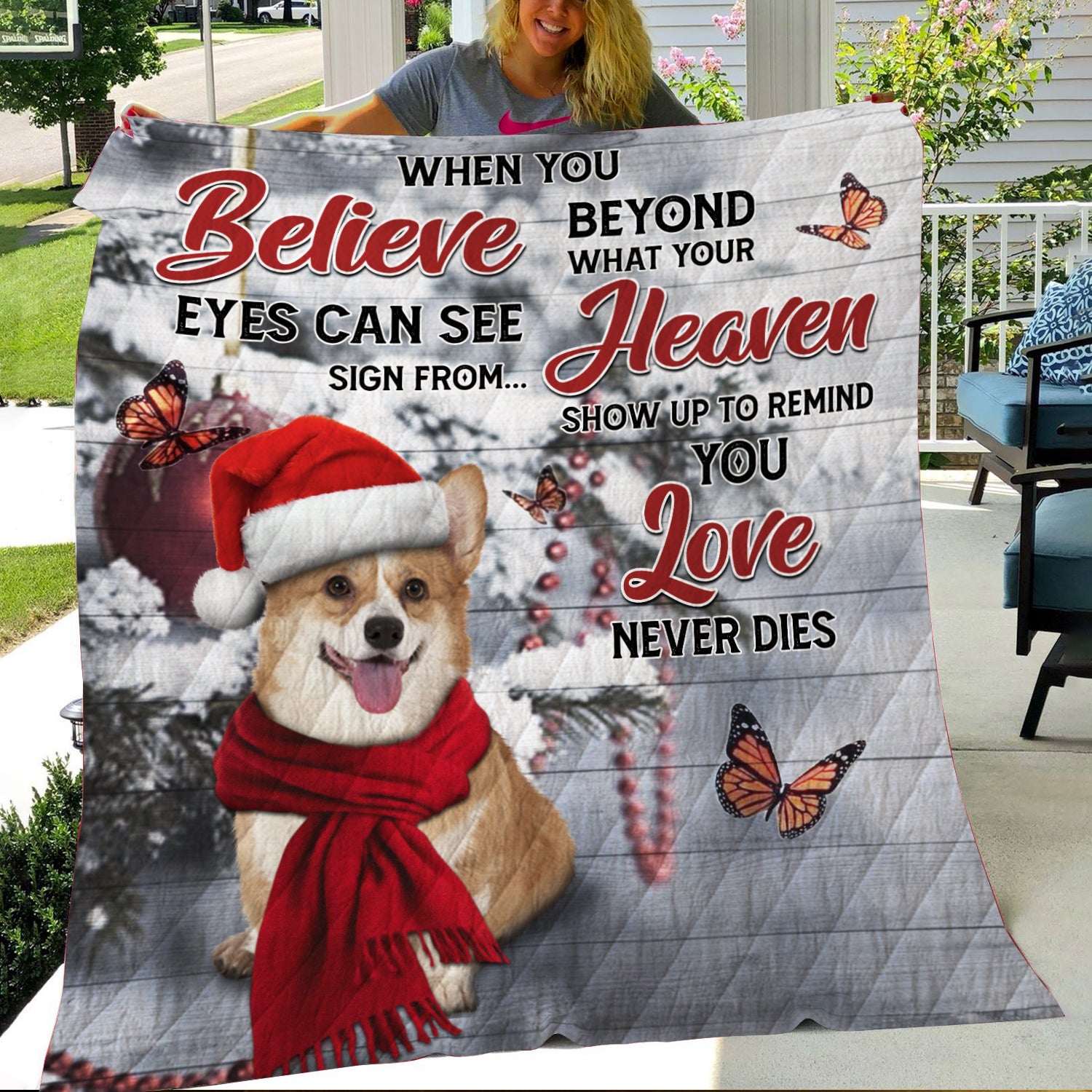 When you Believe Beyond What Your Eyes Can See Heaven- Corgi – Quilt Blanket