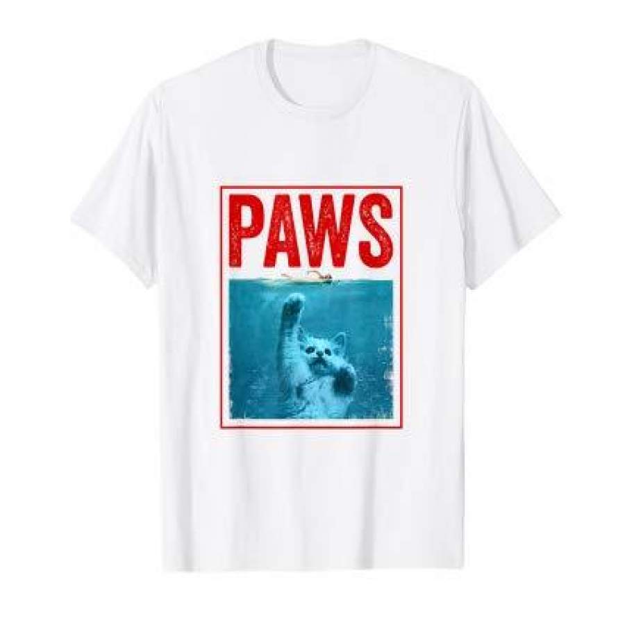 PAWS Cat Kitten T-Shirt For Shark And Cat Lovers