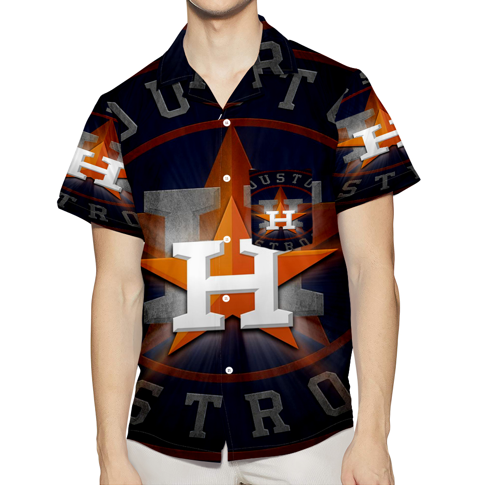 Houston Astros Emblem Texture 3D All Over Print Summer Beach Hawaiian Shirt With Pocket