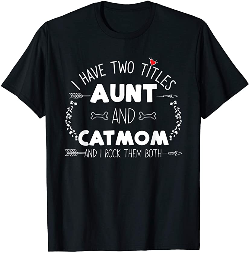 Aunt and Cat Mom Cute Red Heart Gifts for Kitten Lover Mama T-Shirt