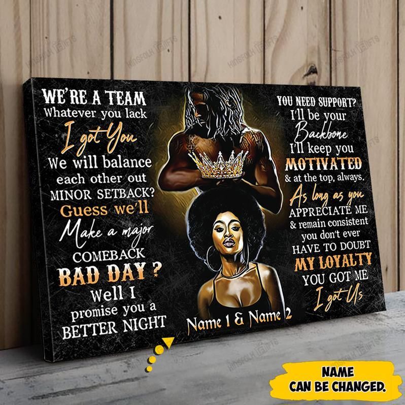 Afro Couple We’Re A Team Personalized Canvas Poster Wall Art, Poster Print, Canvas Print Wall Decor