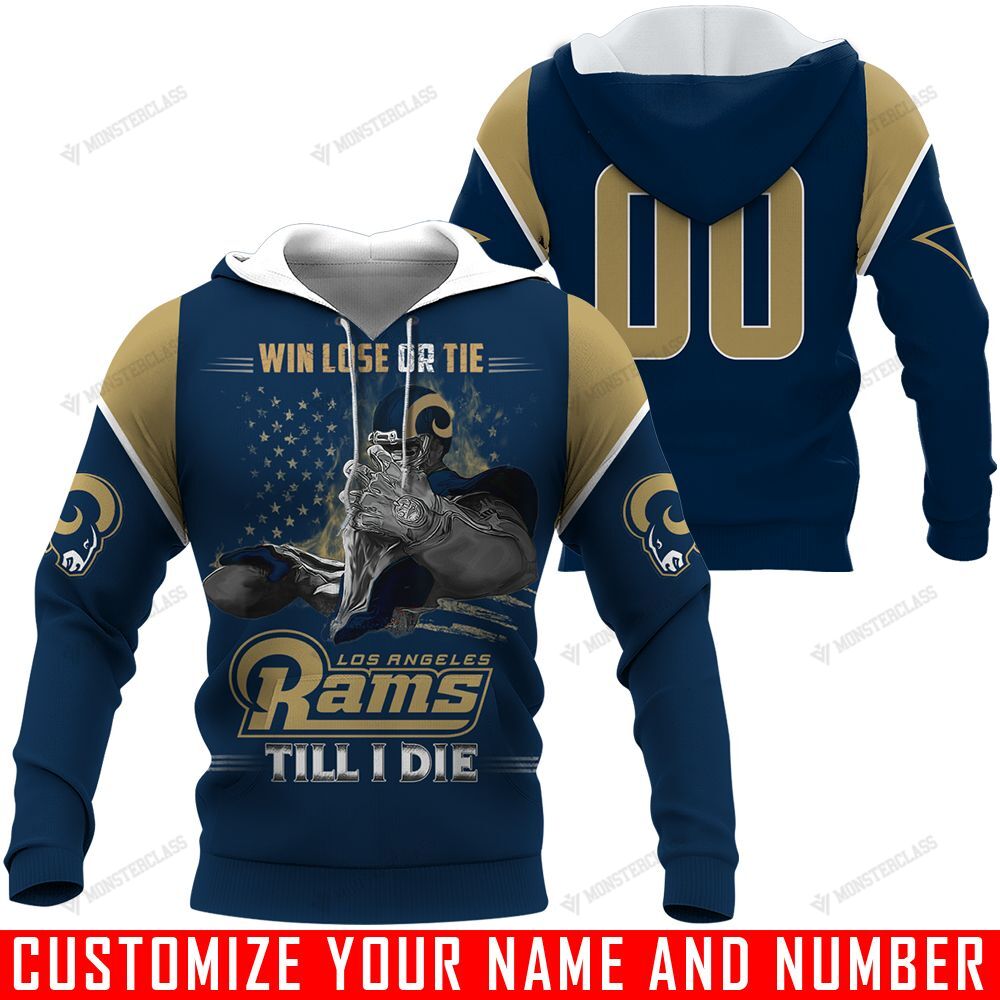 Win Lose Or Tie Till I Die – Los Angeles Rams – CUSTOMIZE NAME AND NUMBER – HOT SALE 3D PRINTED – NOT IN STORE