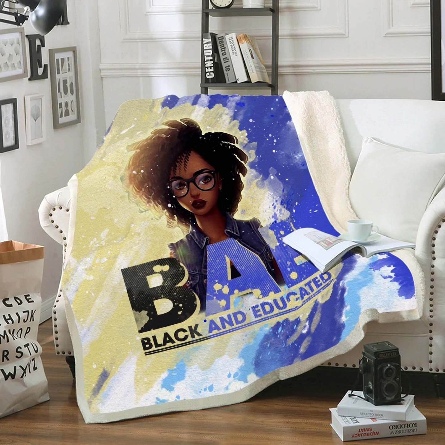 African American Blankets And Prints Black Girl Fleece Blanket Black And Educate Bae Fleece Blanket