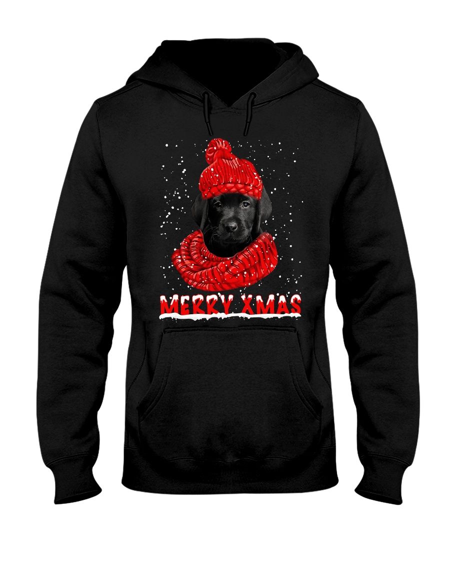 Merry Xmas – Black Labrador Hooded Sweatshirt