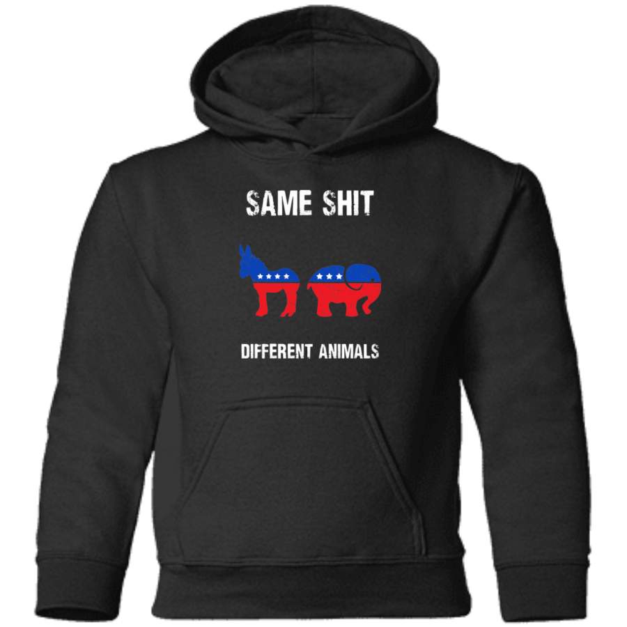 Same Shit Different Animals Donkey Elephant American Flag Pullover Hoodie