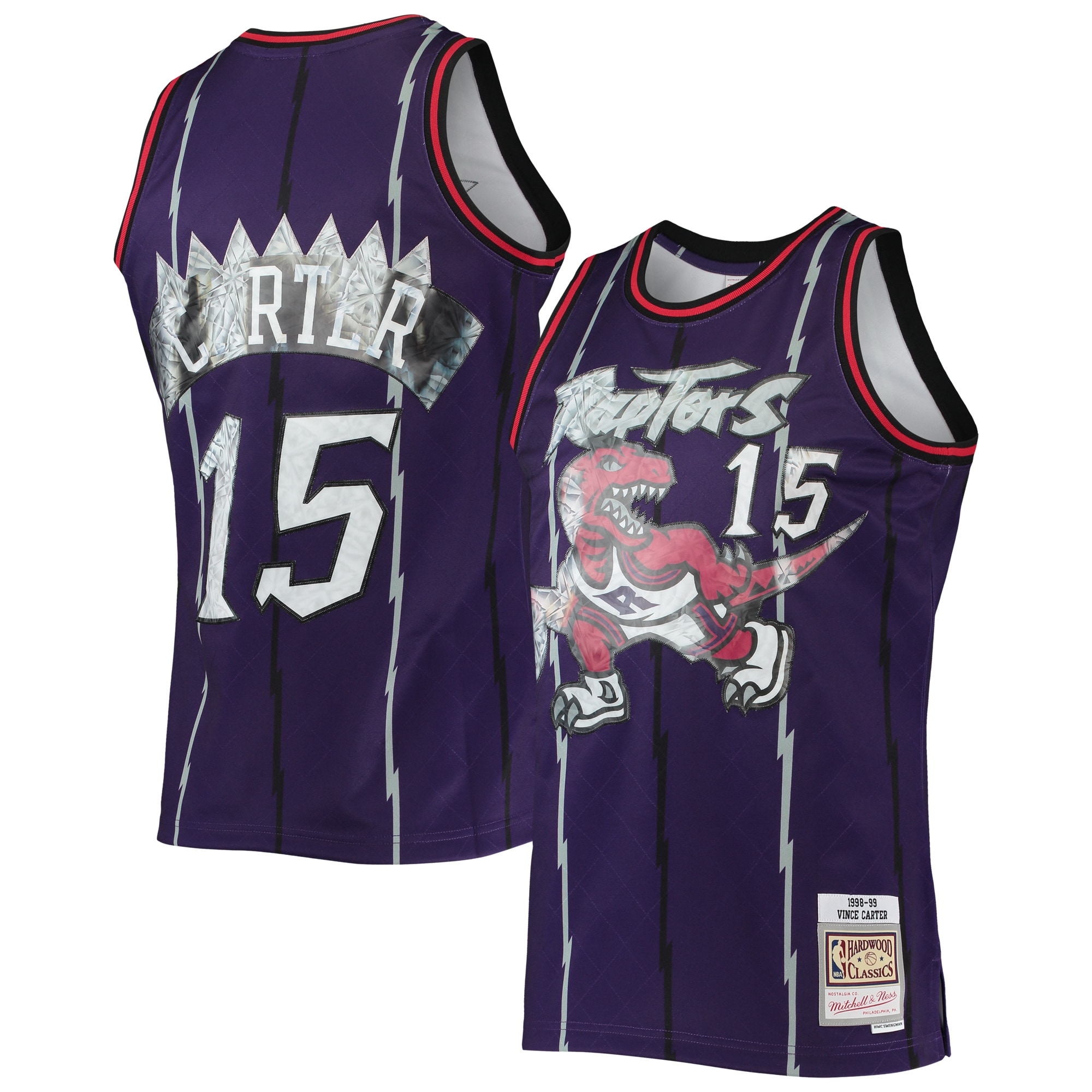 Vince Carter Toronto Raptors Mitchell & Ness 1996-97 Hardwood Classics NBA 75th Anniversary Diamond Swingman Jersey – Purple