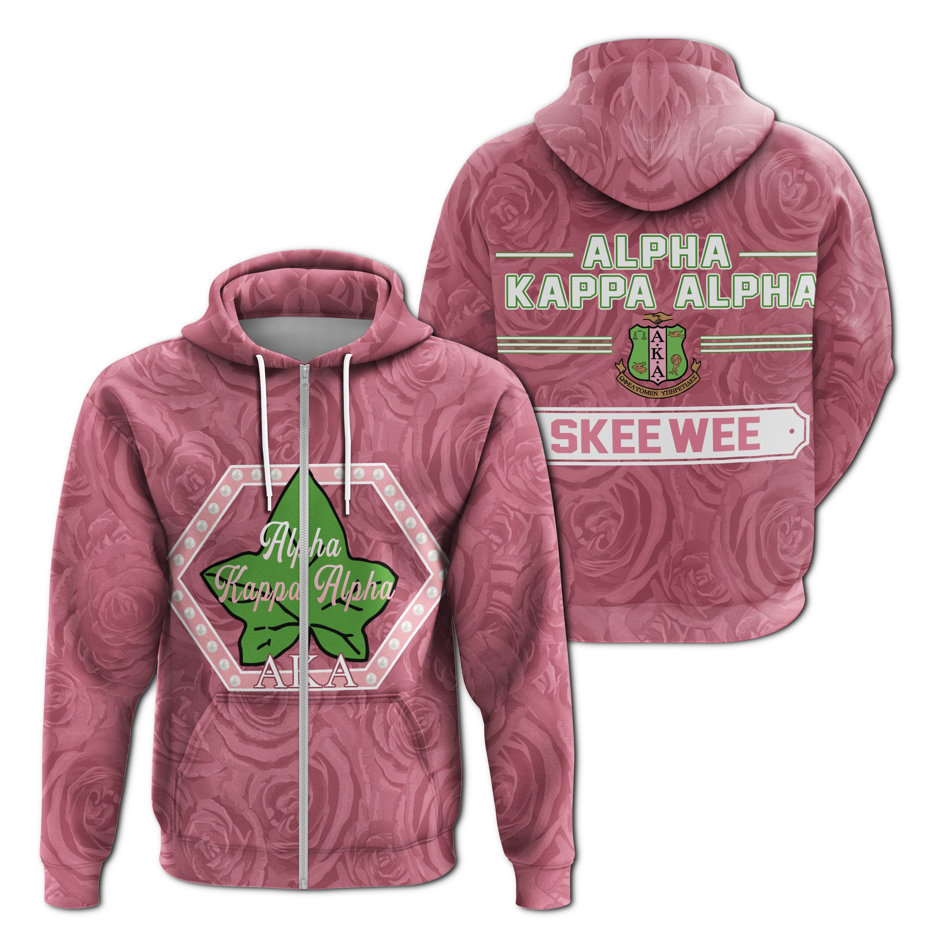 Greek Life Hoodie – Alpha Kappa Alpha Rose Peals Zip Hoodie