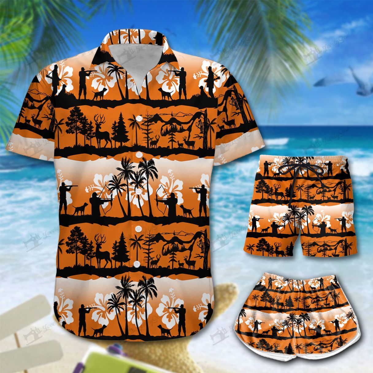 Deer Hunting Sunset Hawaiian Shirt Shorts Ha70741