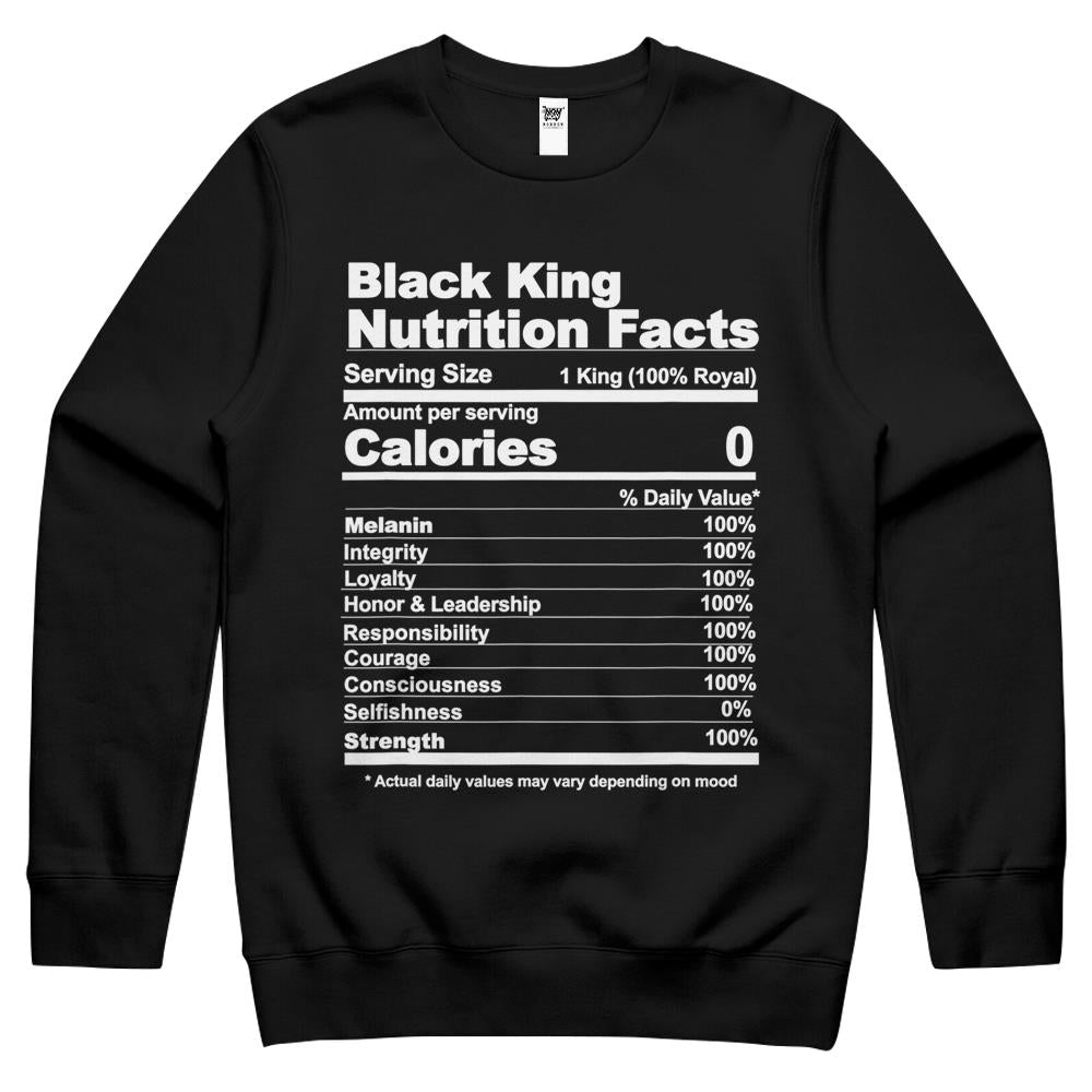 Nutritional Facts Shirt, Nutritional Facts Crewneck Sweatshirt, Black King Nutrition Facts Shirt, Black King Nutritional Facts, Black King Crewneck Sweatshirt