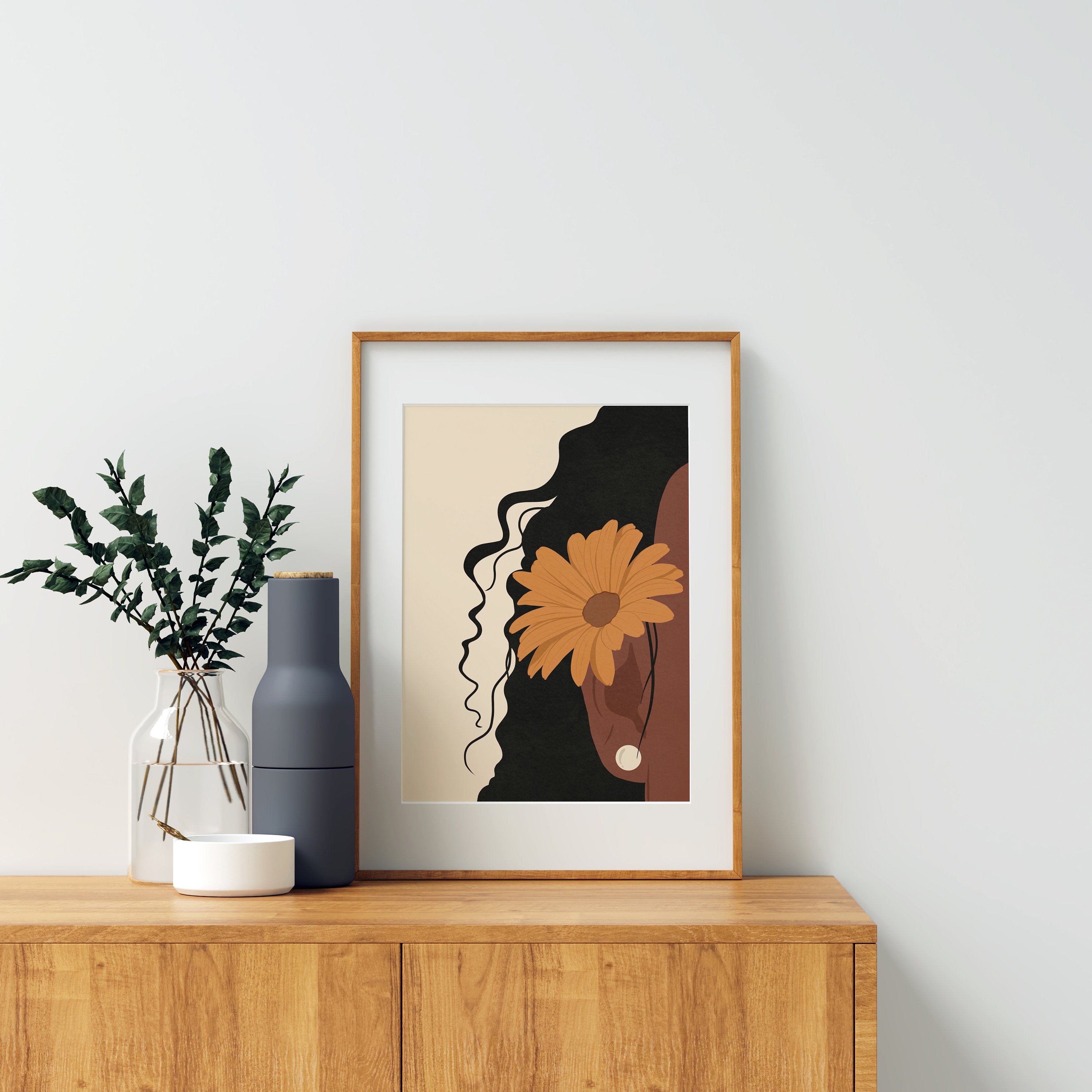 Black Girl Poster, Boho Art, Black Woman Wall Art,Botanical Art ...