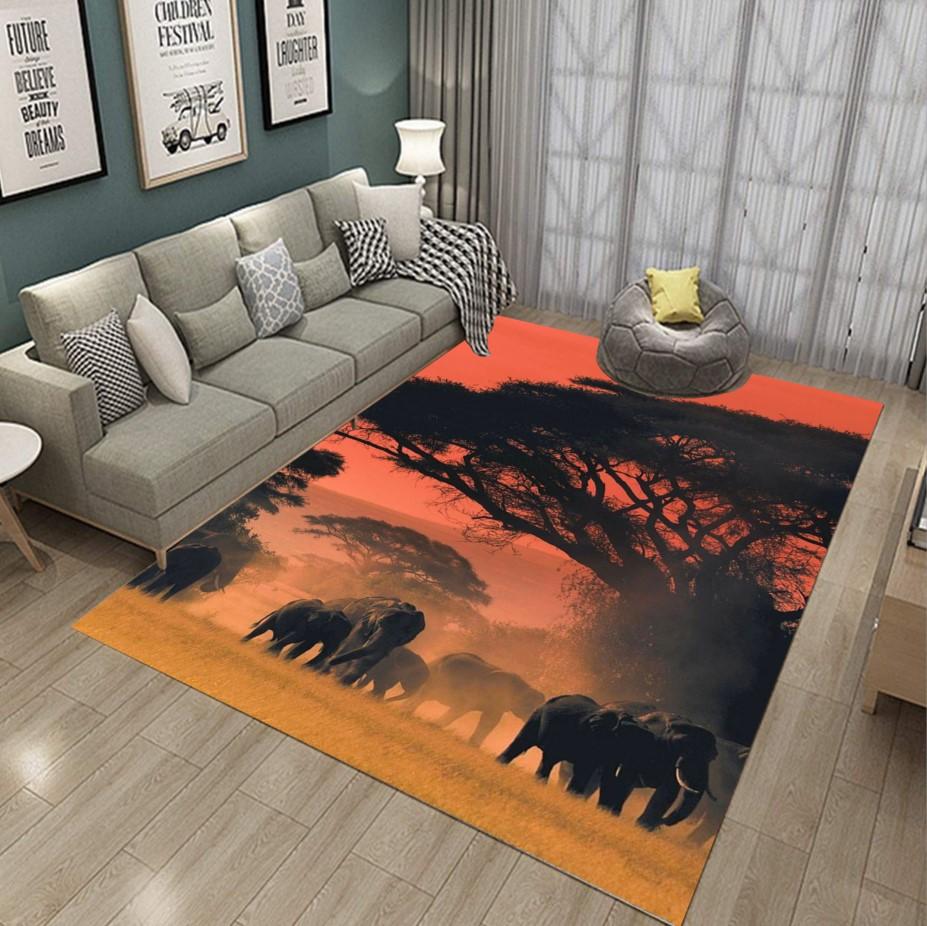 Sunset And Elephant – Rectangle Rug