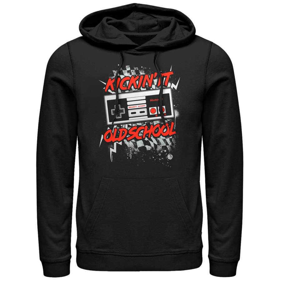 Nintendo Men’s Kickin’ It Old School NES Controller Splatter  Lightweight Hoodie