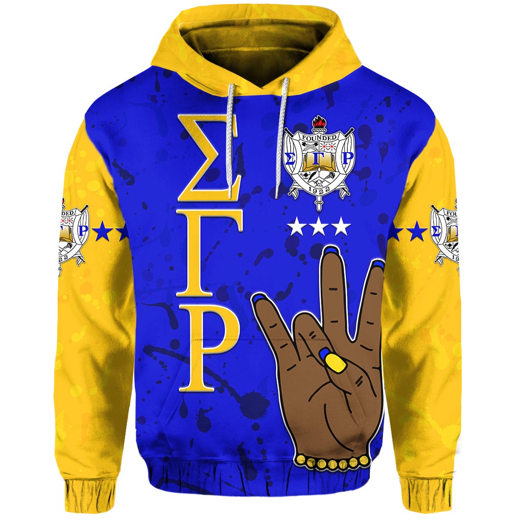 (Custom Personalised) Sigma Gamma Rho Hoodie Simple Style Blue Gold Lt8