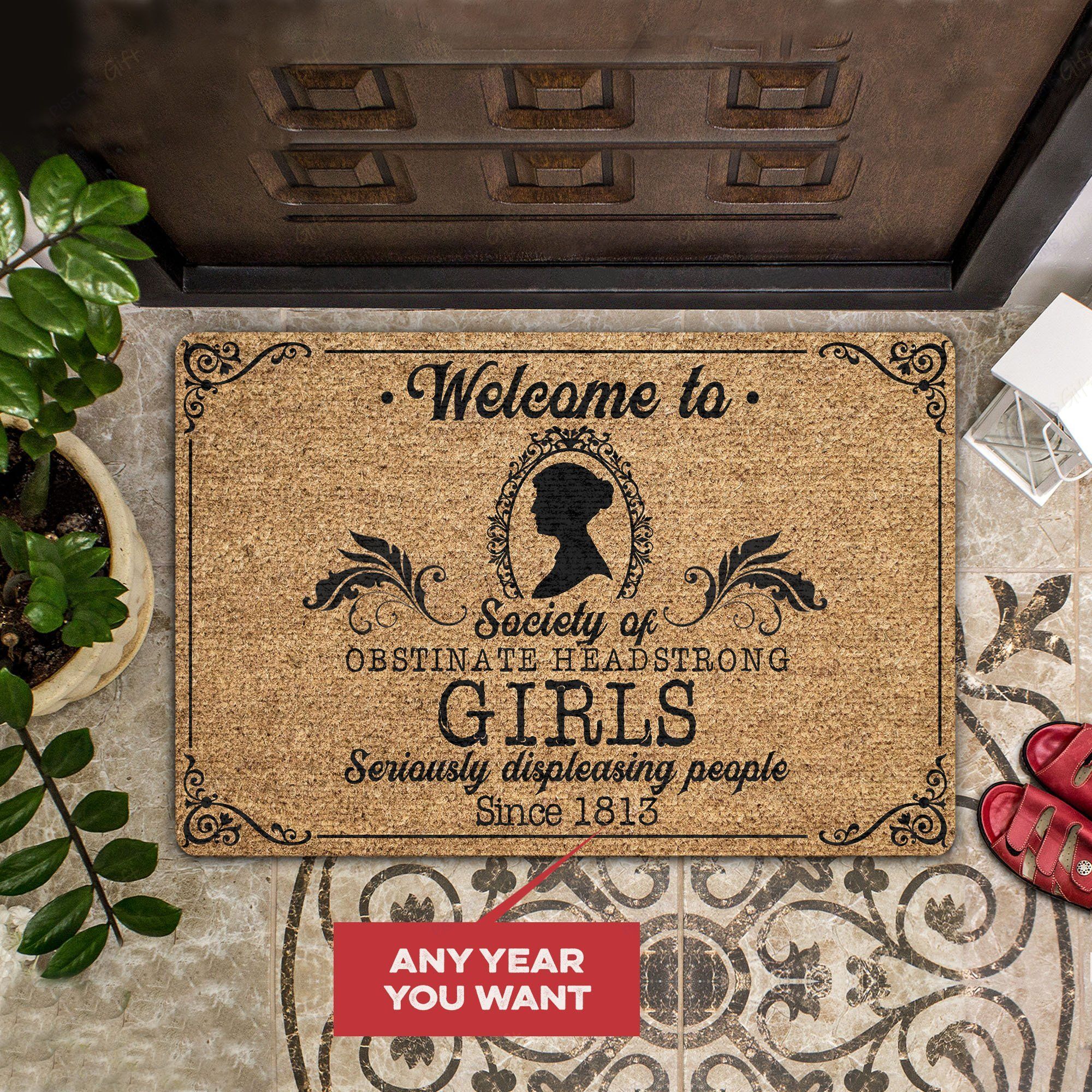 Welcome To Society Personalized Coir Pattern All Over Printing Doormat