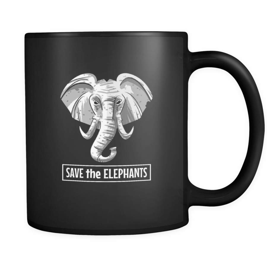 Save The Elephants, Cute Elephant, Wild Animal Black 11oz mug