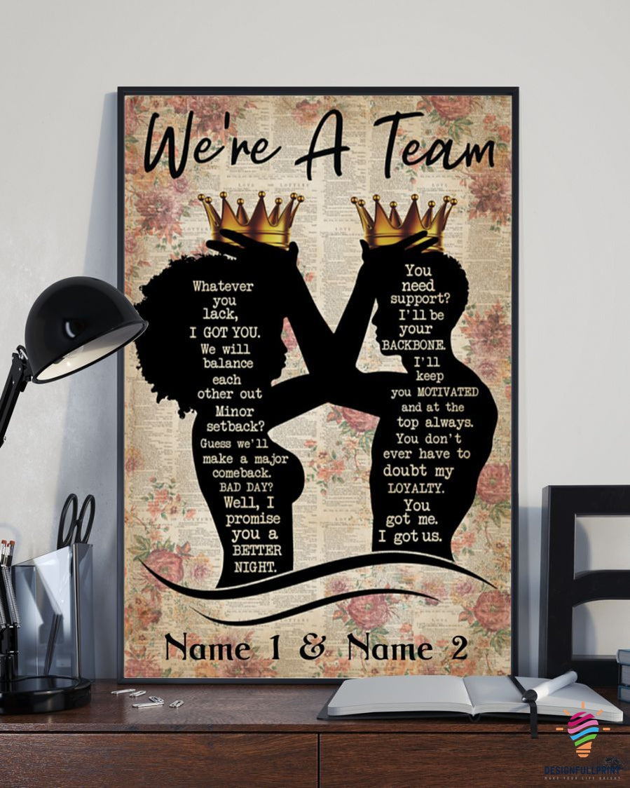 Black American Gift Black King And Black Queen Family Were A Team Vertical Poster Hg