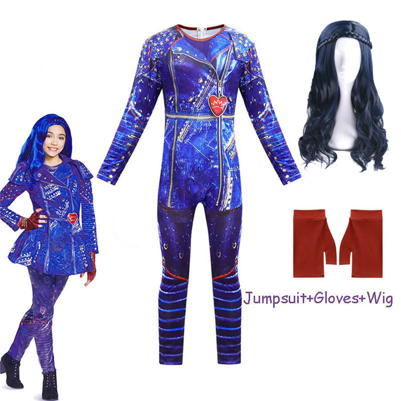 Audrey Evie Evil Mal Descendants Cosplay Costume Girls Birthday Party Halloween Costume And Wig For Kids Disguise Descendants 3 alx