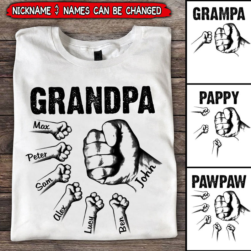 Personalized Grandpa With Grandkids Hand To Hands Shirt