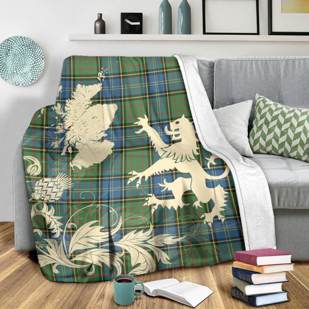 Tartan Blanket Macmillan Hunting Ancient Tartan Scotland Lion Thistle Map Plaid Blanket