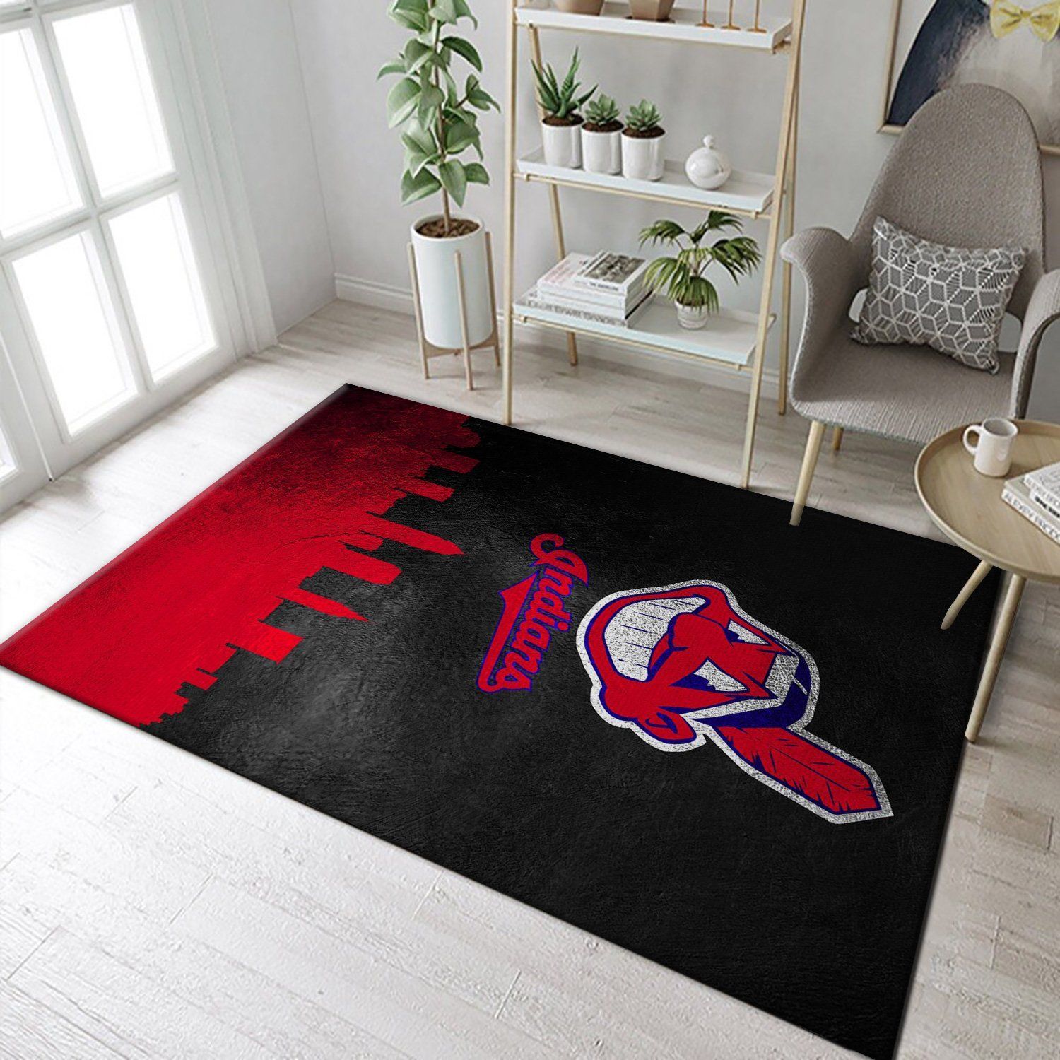 Cleveland Indians Skyline Area Rug Carpet, Living room and bedroom Rug, Christmas Gift US Decor