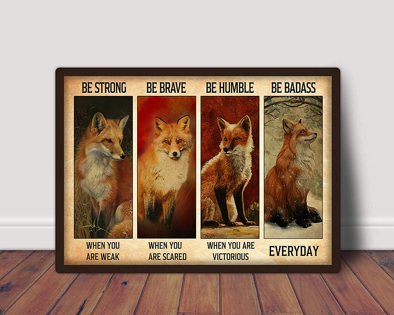 Be Strong Be Brave Be Humble Be Badass Poster, Fox Poster, Fox Print, Animal Decor, Grey Fox Print, Fox Lover Gift, Home Decor Poster For Girls Dorm