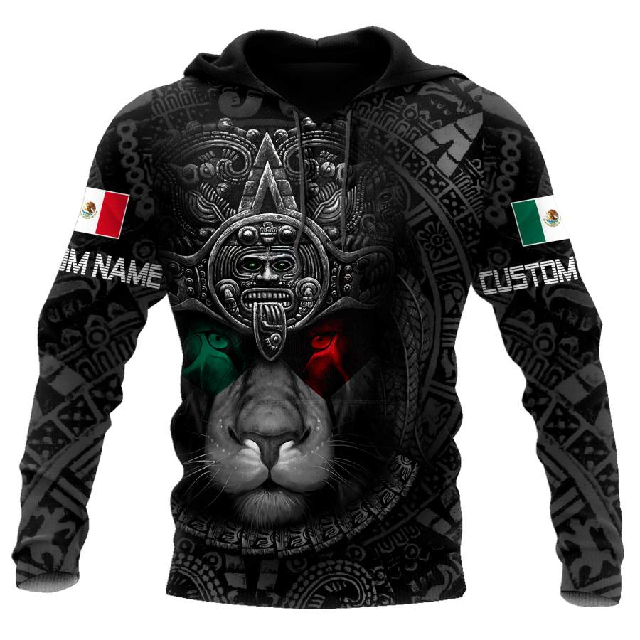 Custom Name Mexican Lion Warrior 3D All Over Printed Shirt for Men and Women