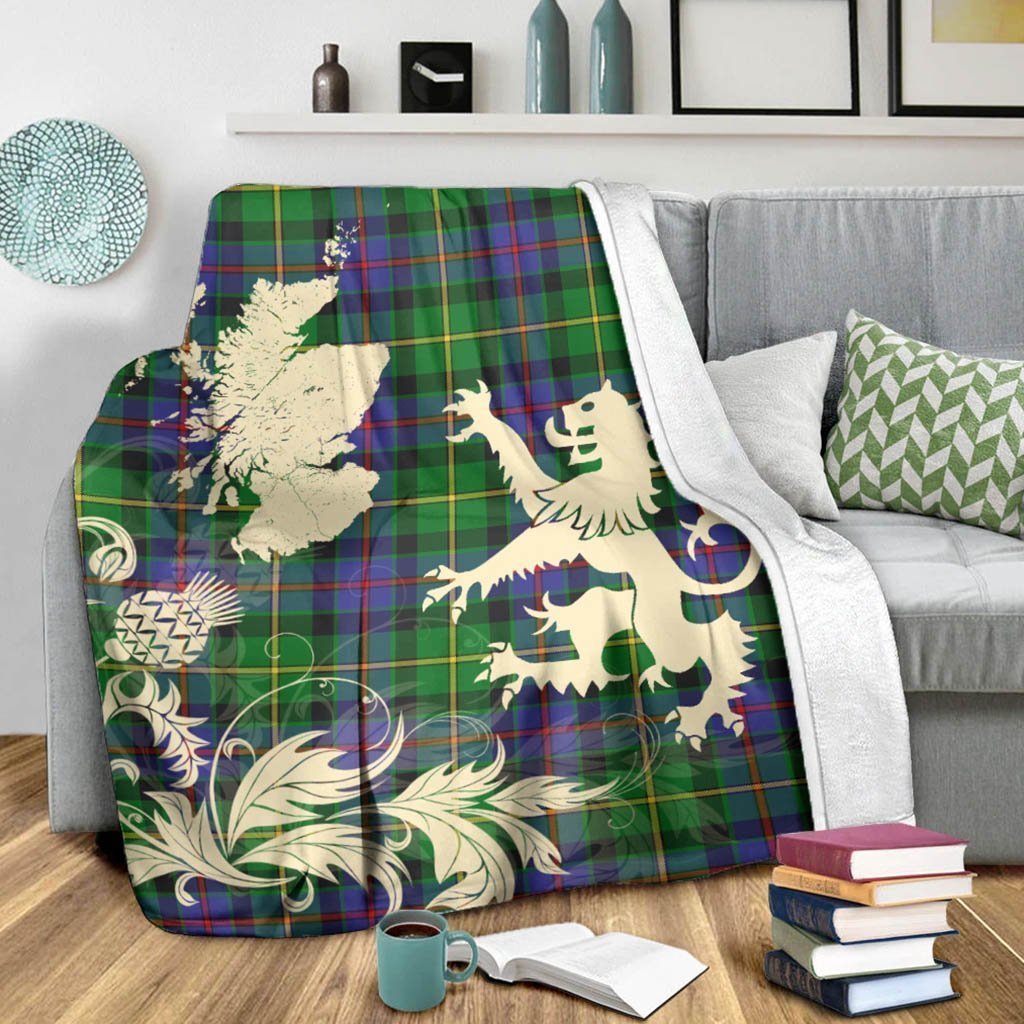 Tartan Blanket Tait Modern Tartan Scotland Lion Thistle Map Plaid Blanket