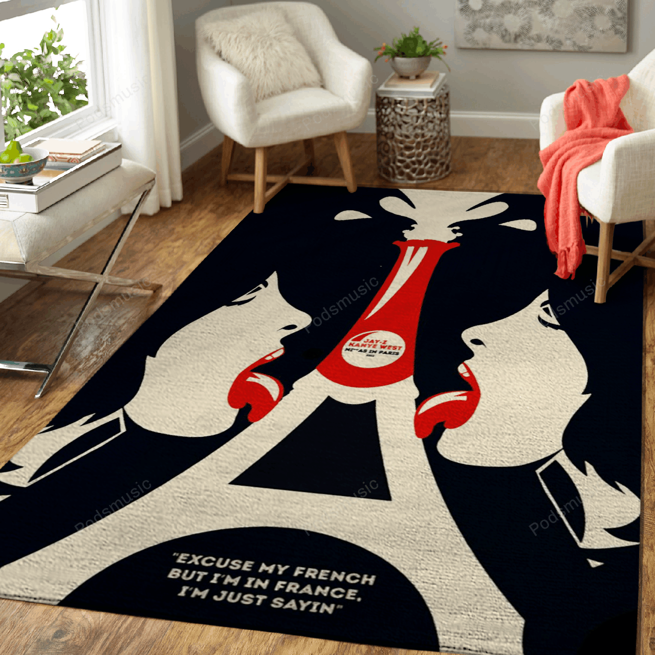Jayz Kanye West in Paris – Rap Artwork Art For Fans Area Rug Carpet