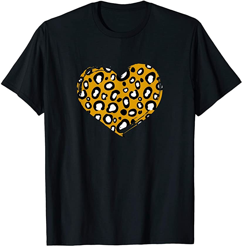 Tiger Print Heart Shape Animal Skin Gift for Women T-Shirt