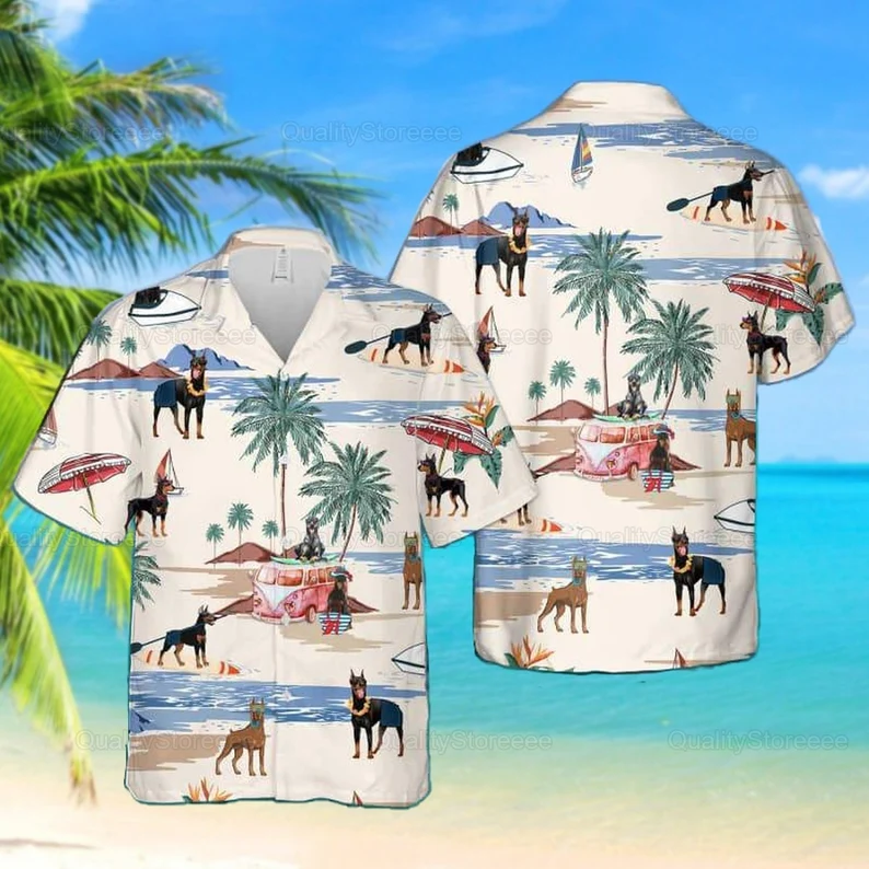 Doberman Pinscher Hawaii Beach Shirt Ha50084