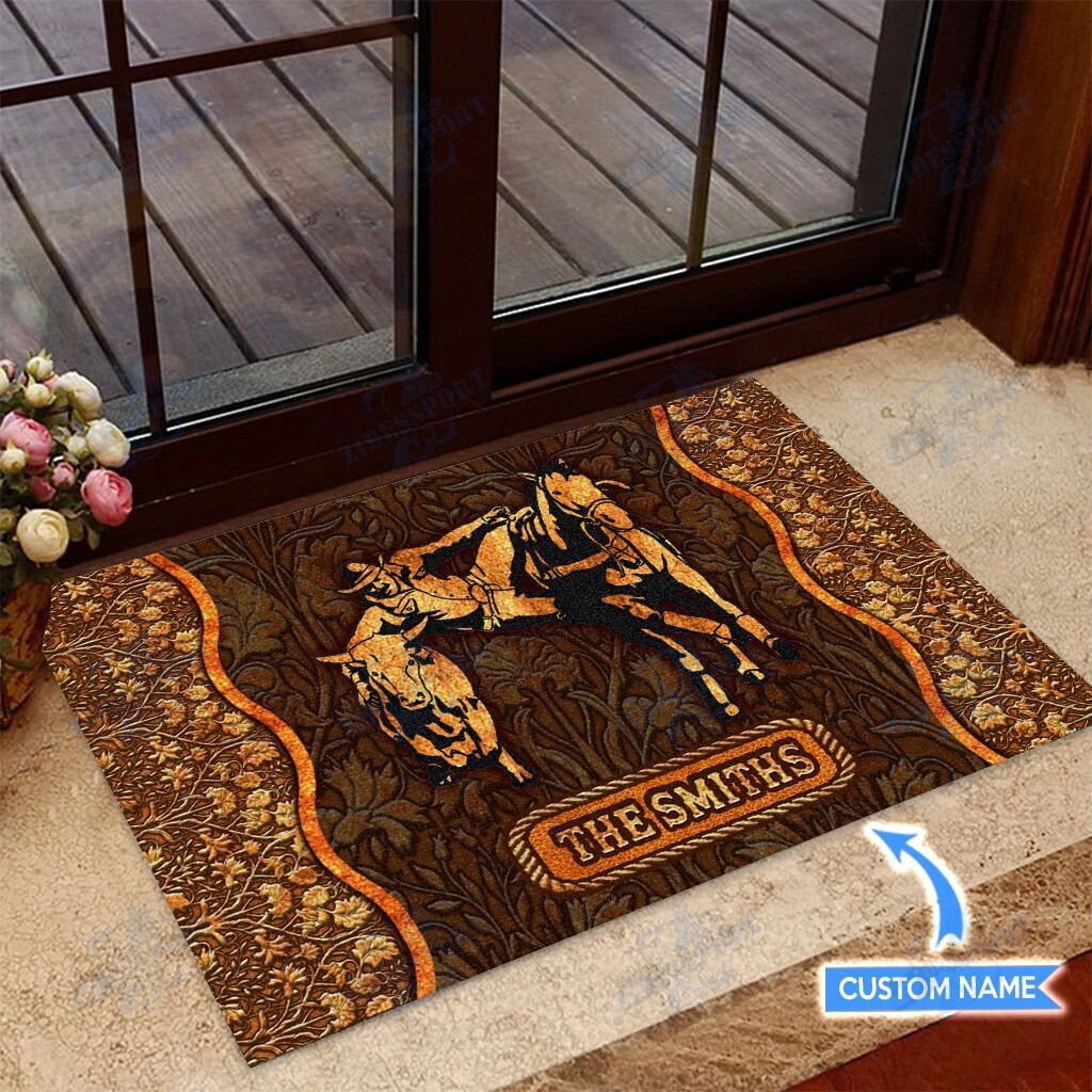 Steer Wrestling Personalized Doormat Trj20121002