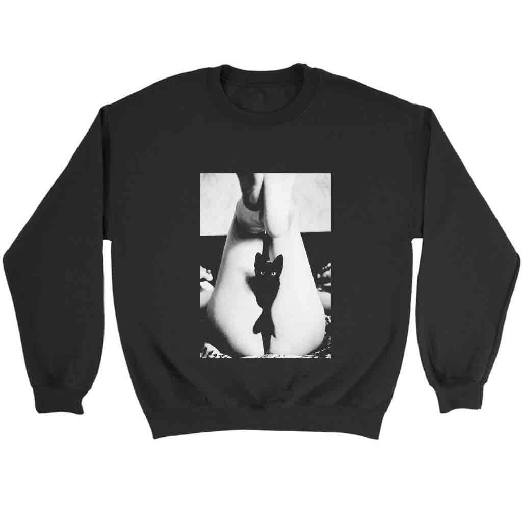 Black Cat Pussy Kitten Sexy Girl Sweatshirt Sweater