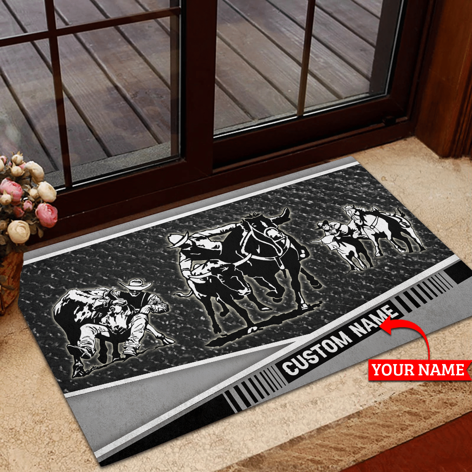 Bom – Sports Doormat Steer Wrestling Personalized Doormat