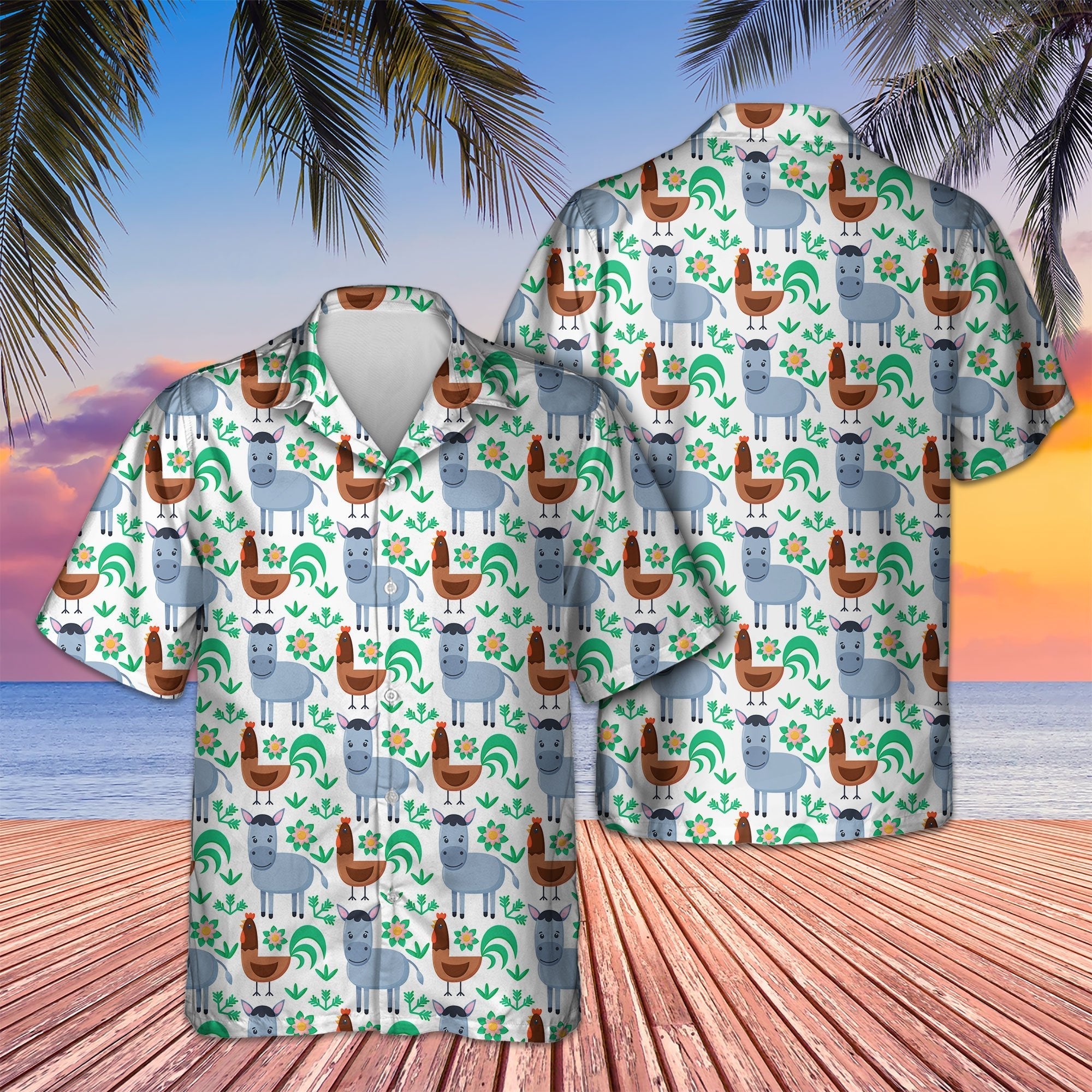 Donkey And Chicken Seamless Hawaii Lover Hawaii Shirt For Men Women Ha76409