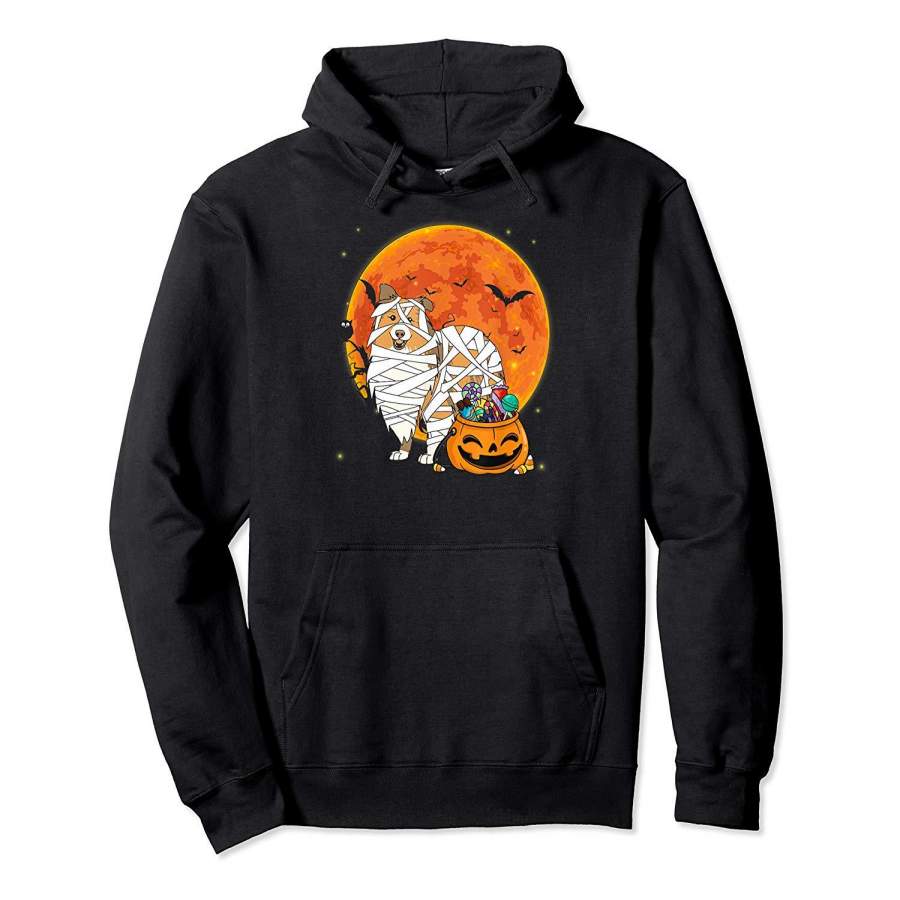 Sheltie Dog with Candy Pumpkin Tshirt Halloween Gifts Hoodie Premium Tee