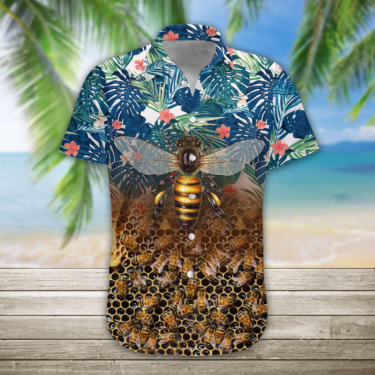 Bee All Over Printed Hawaiian Shirt Ha69293