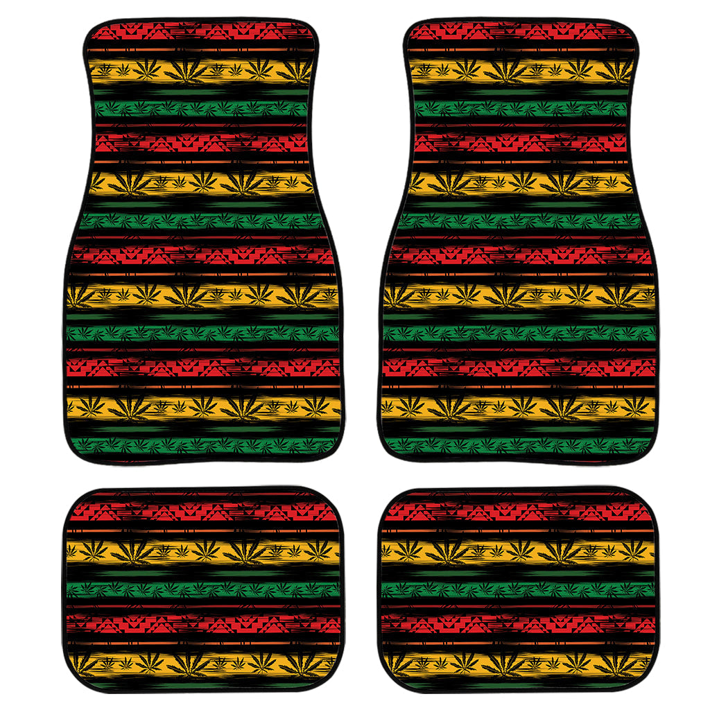 Rastafarian Hemp Pattern Print Front And Back Car Floor Mats, Front Car Mat