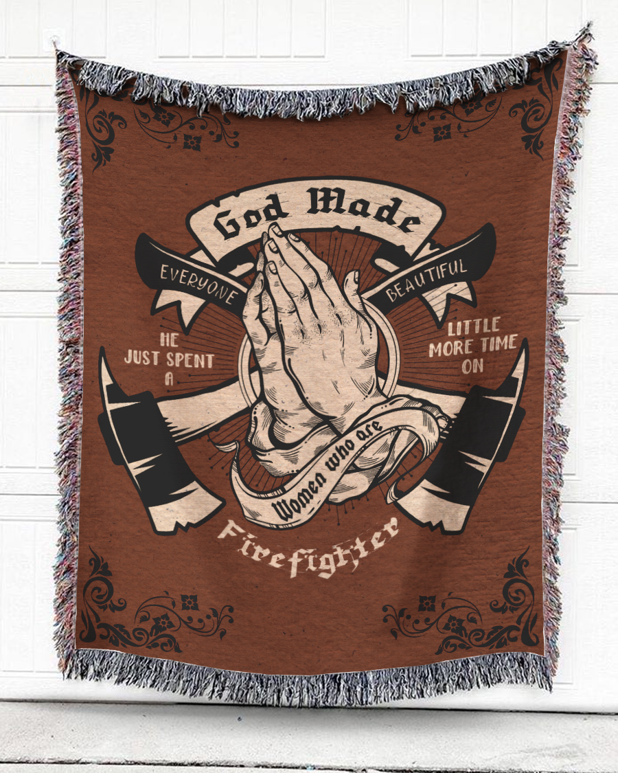 Woven Throw For Soldier Veteran’S Day Gift, Godmade Firefighter Women, Cotton Blanket