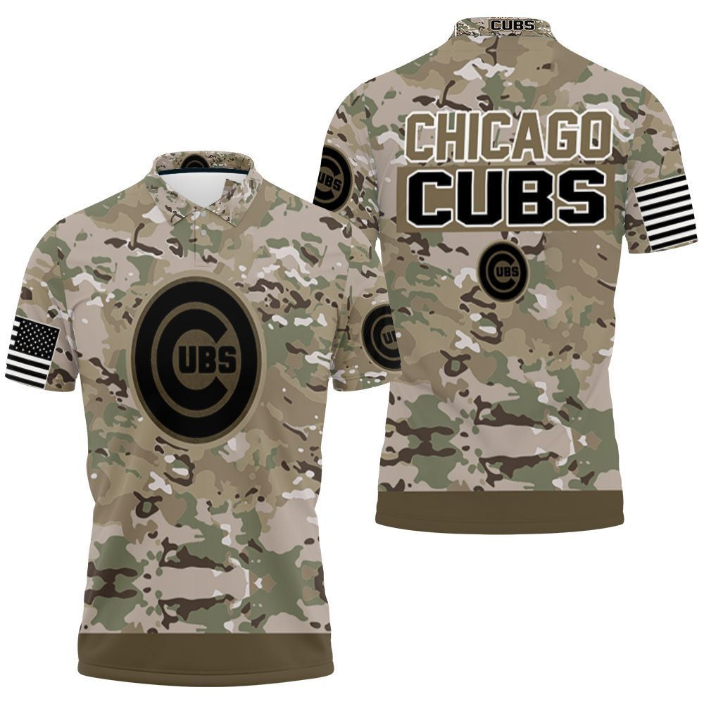 Chicago Cubs Camouflage Veteran 3D Polo Shirt, Jersey