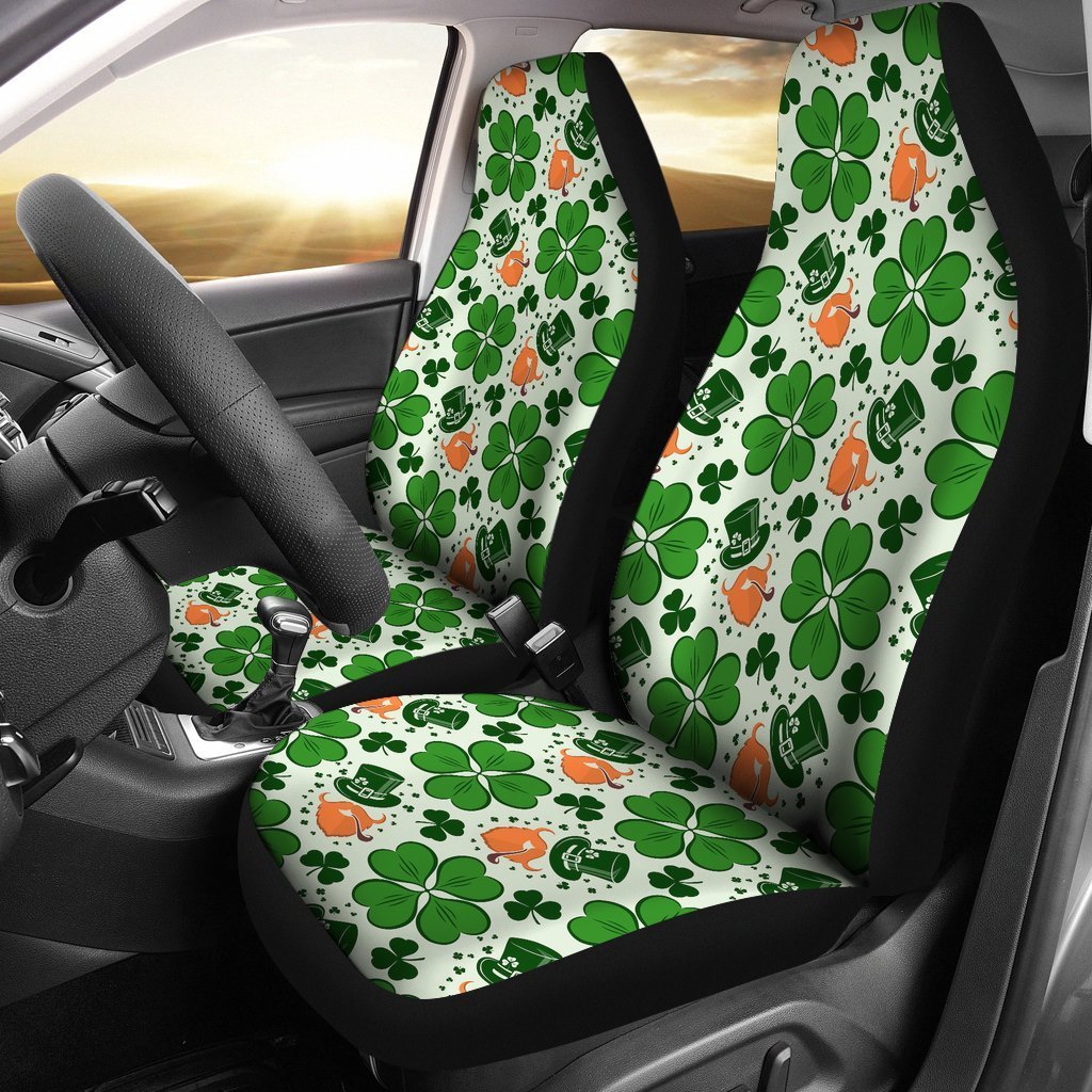 St Patrick'S Day Leprechaun Pattern Print Seat Cover Car Seat Covers Set 2 Pc, Car Accessories Car Mats