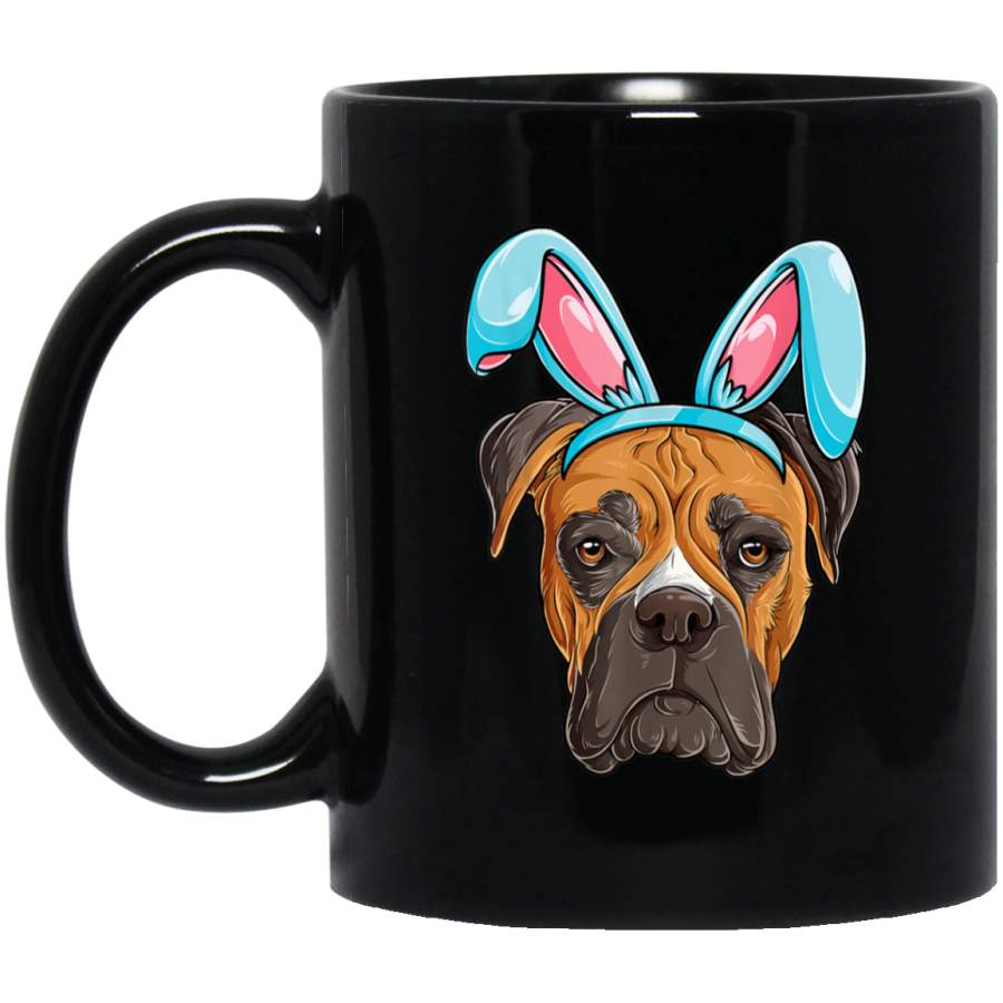 Easter Bunny Boxer T Dog Lover Boys Girls Kids Gifts 11 oz 15 oz Mug Black