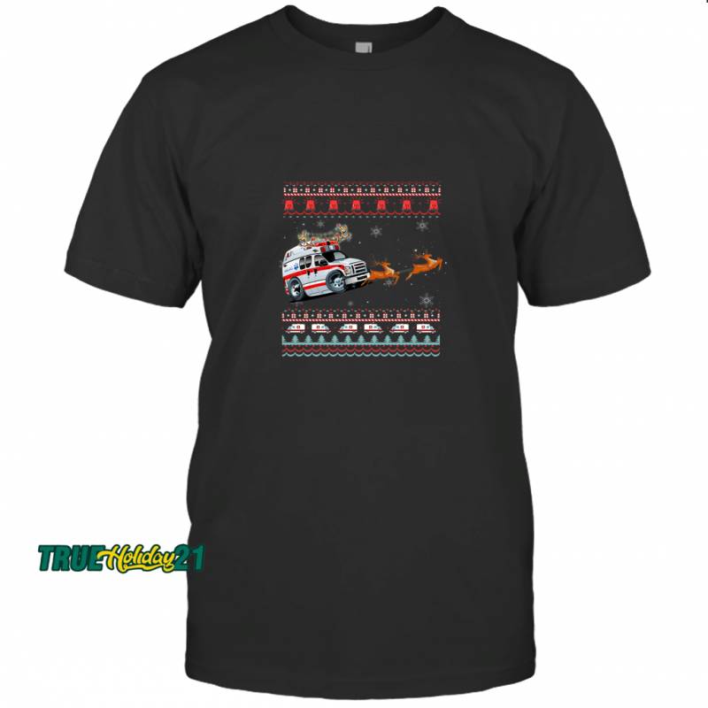 Ambulance Ugly Christmas Funny Nursing Xmas Gift T-Shirt