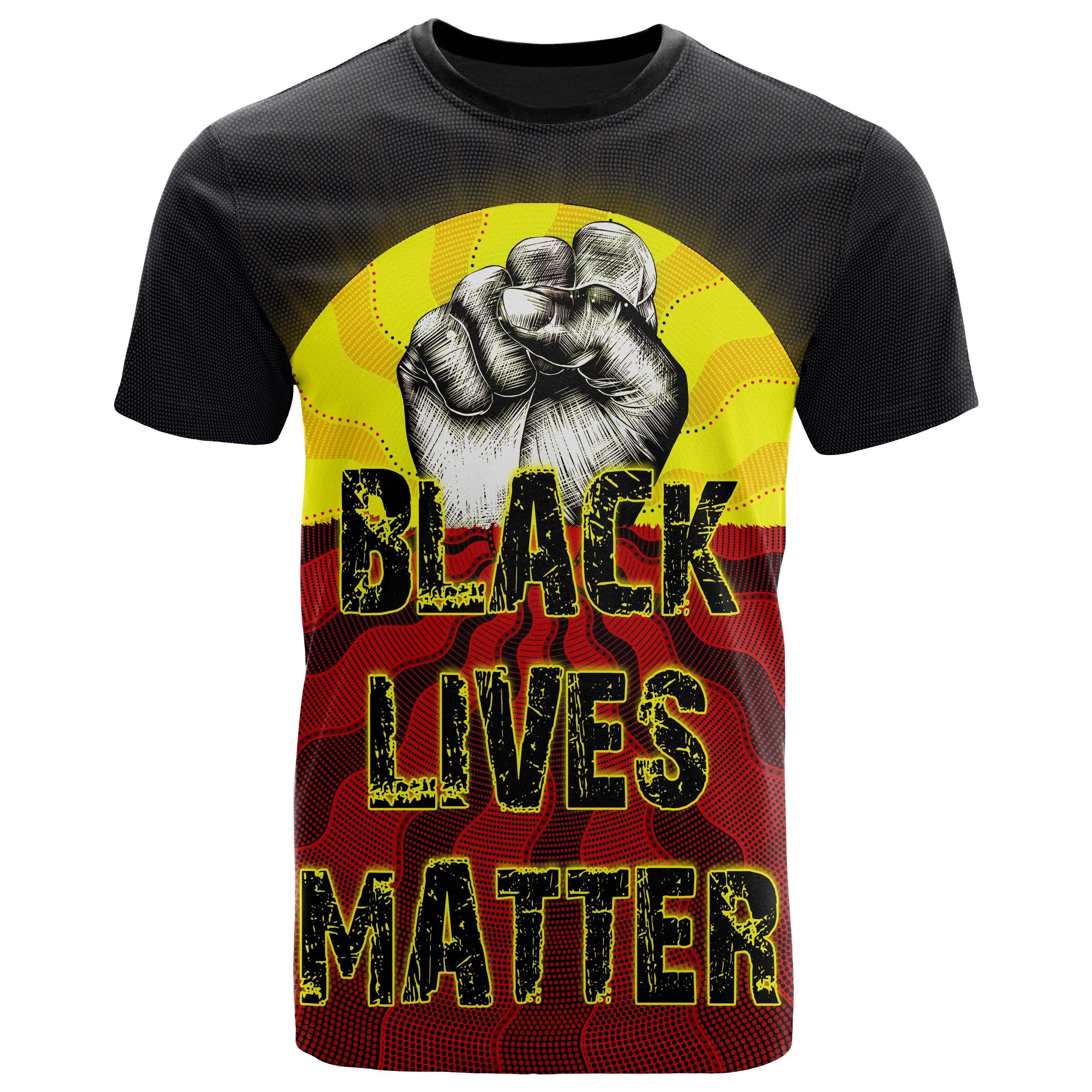 Aboriginal Tshirt – Aboriginal Black Lives Matter Sun Dot Painting