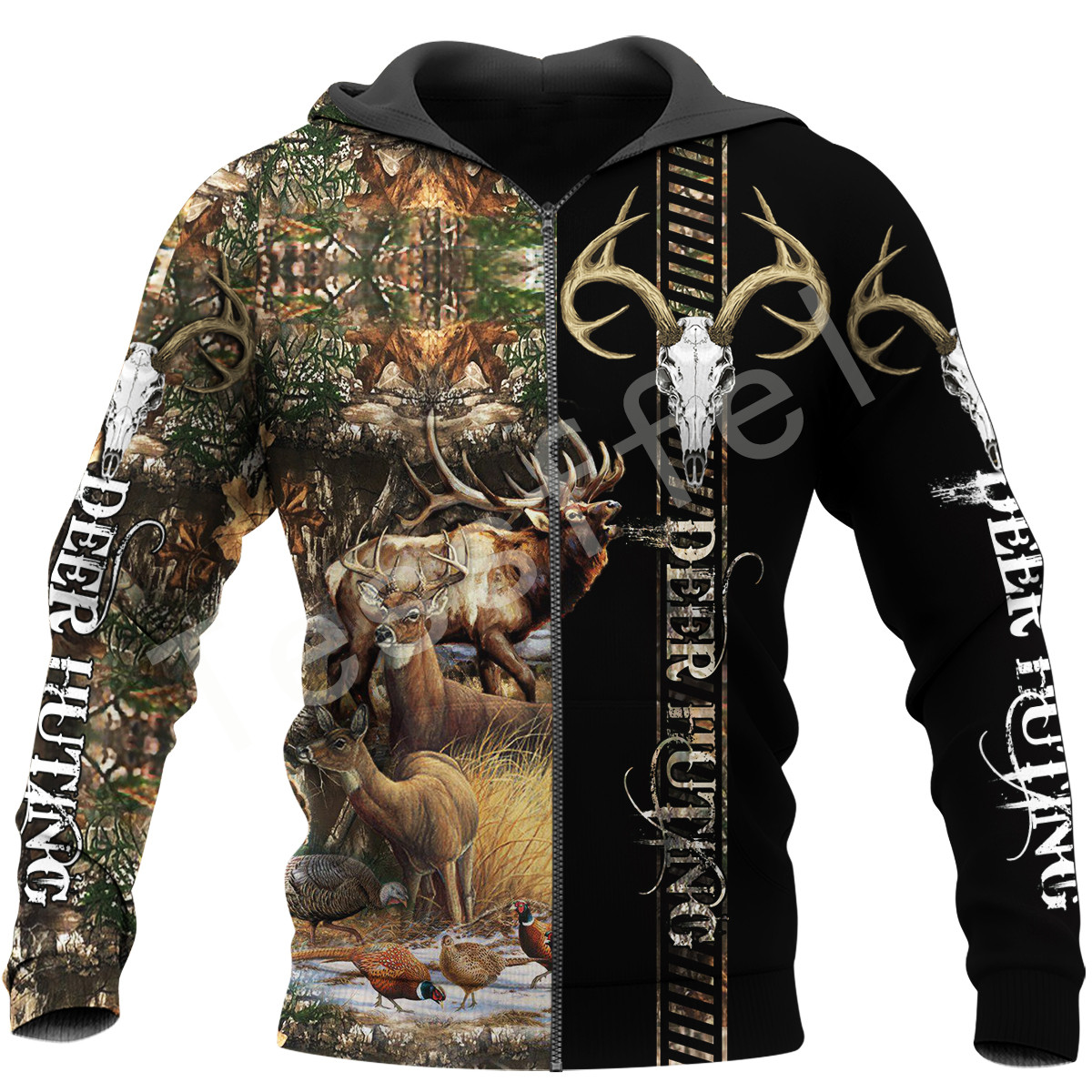 Tessffel Deer Hunting Camo 3D All Over Printed New Men’s Sweatshirt Harajuku Zipper Hoodie Casual Unisex Jacket Pullover S-27 alx