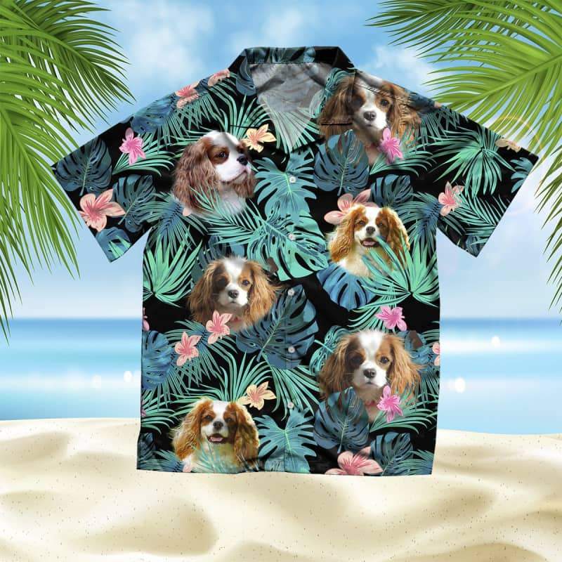 King Charles Hawaiian Shirt, Dog Summer Leaves Hawaiian Shirt, Unisex Print Aloha Short Sleeve Casual Shirt