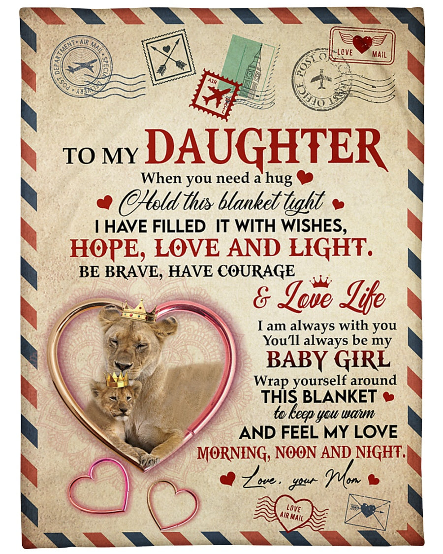 To My Daughter You’Ll Always Be My Baby Girl Fleece Blanket, Lovely Gift For Daughter From Mom Birthday Gift Home Decor Bedding Couch Sofa Soft