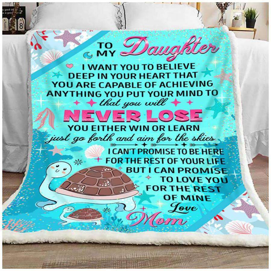 You Will Never Lose Gift For Daughter Turtle Blanket